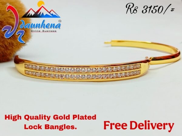 •	High Quality Gold Pleted Lock Bangles For Ladies,