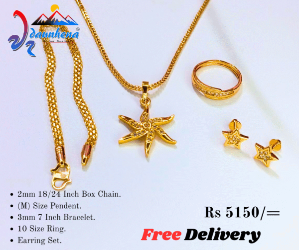 Gold Pleted Jewellery.  Chain/Rings/Bracelet/Pendent/Earrings/ ඉන්දියාණු ස්වර්ණාභරණ.