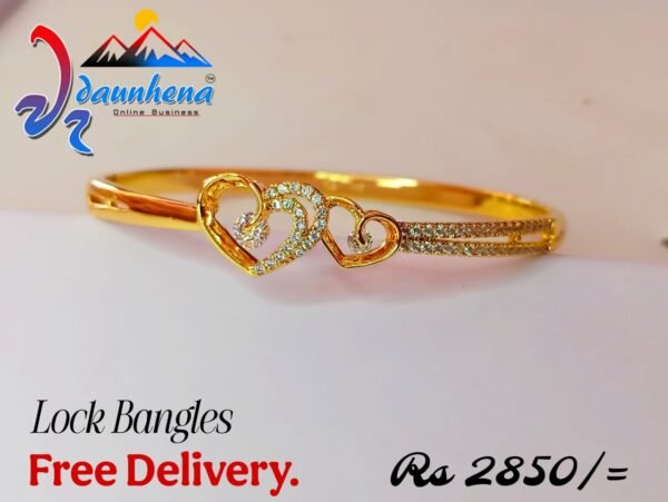 •	High Quality Gold Pleted Lock Bangles For Ladies,