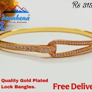 •	High Quality Gold Pleted Lock Bangles For Ladies,